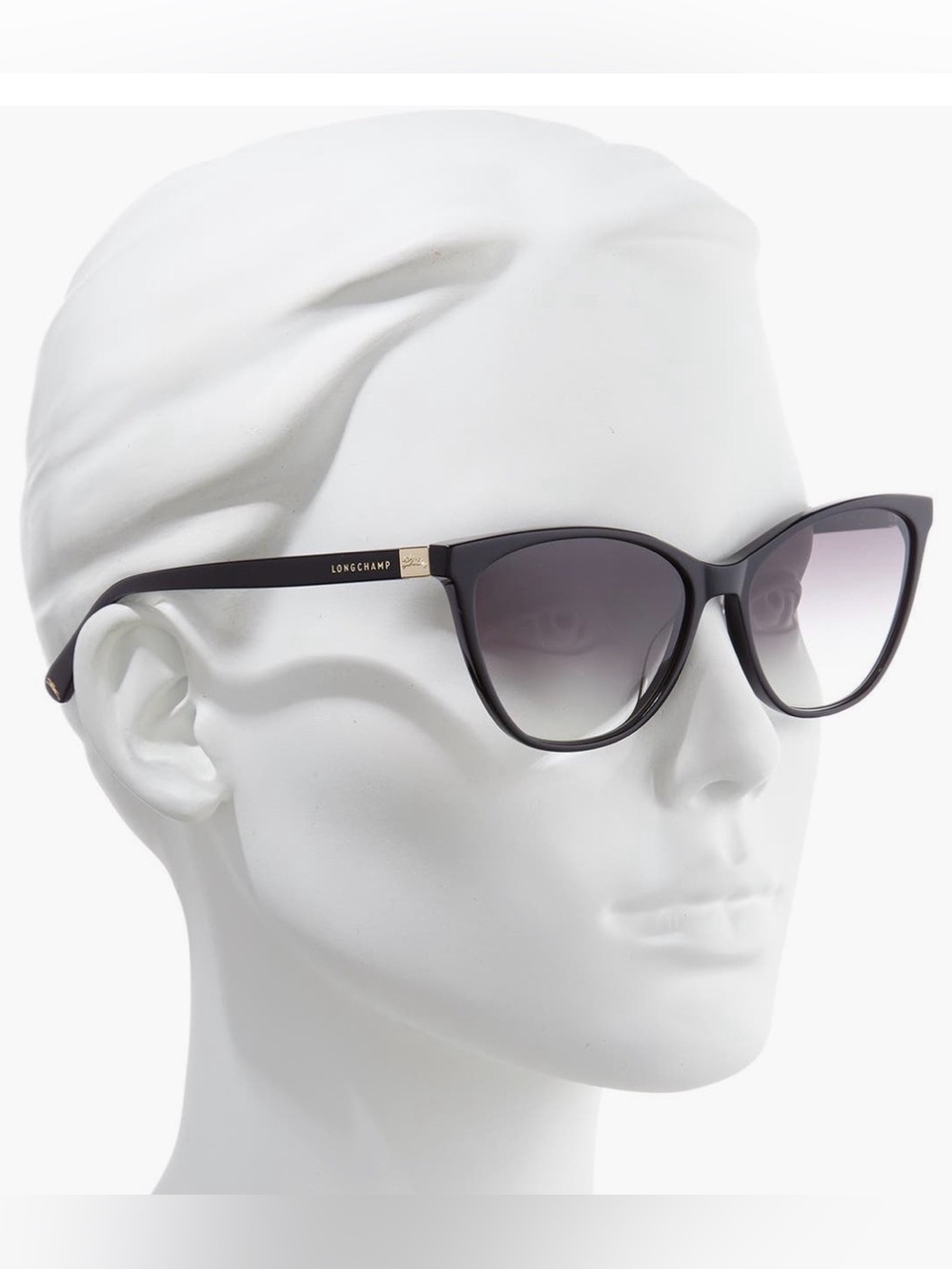 Longchamp Black Cat-Eye Sunglasses with Gradient Lenses 57mm